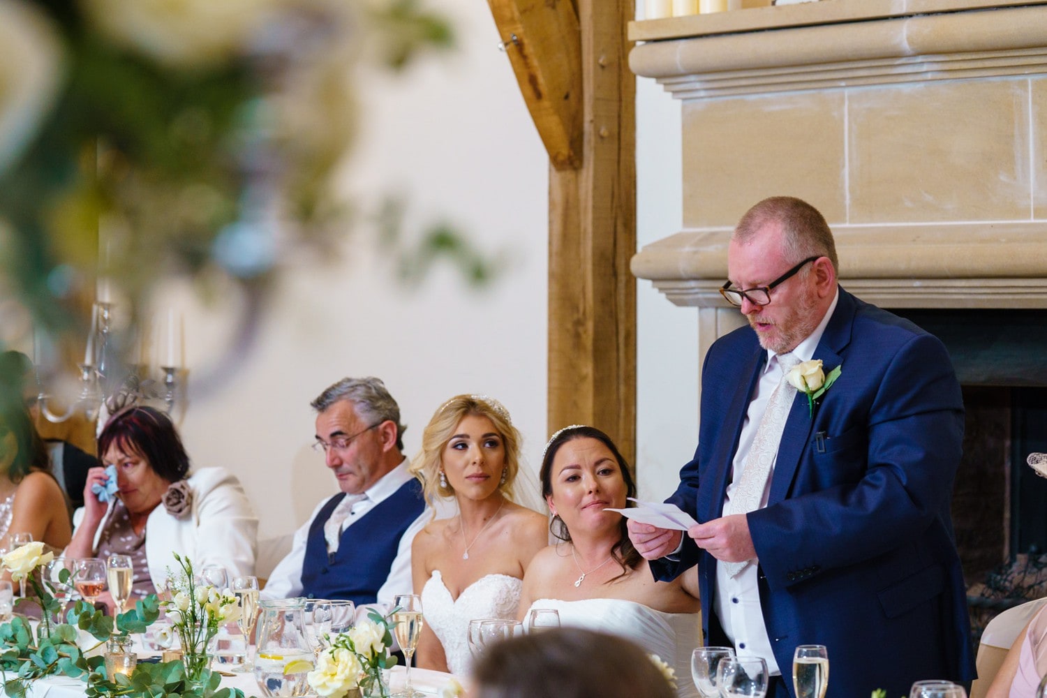 Father of the bride speech during wedding breakfast at Swancar Farm in Nottinghamshire