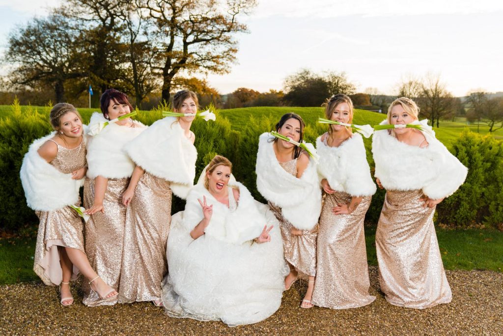 Winter wedding group photo at The Nottinghamshire
