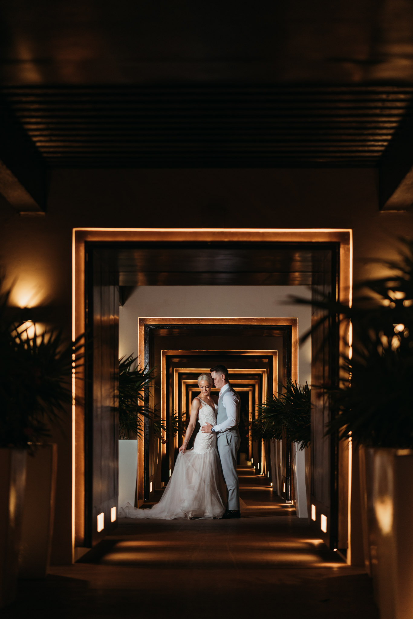 Evening Bride & groom portrait