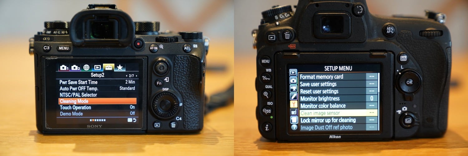 Cleaning mode on Nikon & Sony cameras