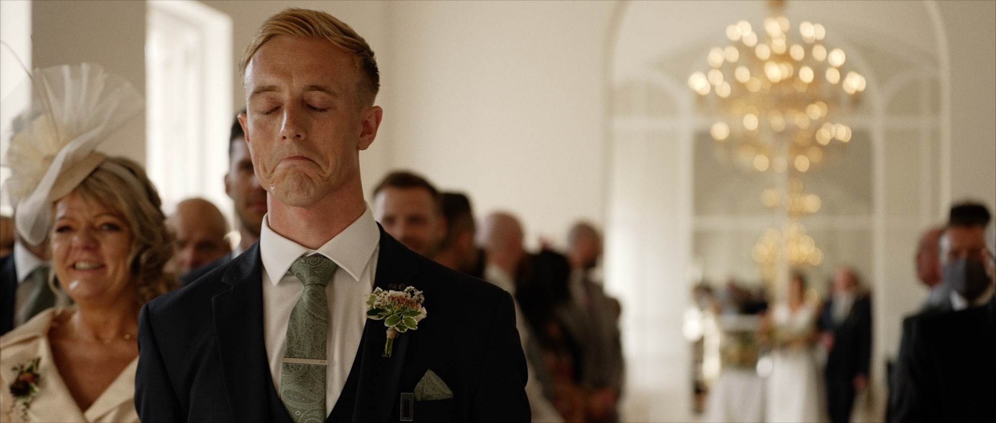 Groom crying in Norwood park wedding video