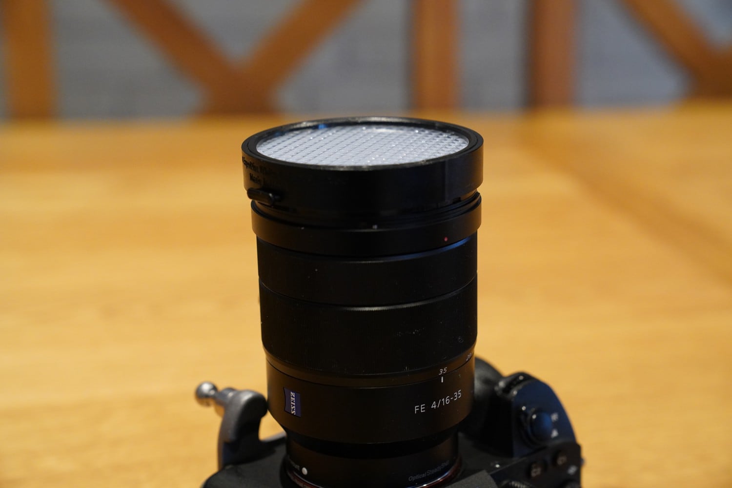 Expodisc over camera lens to see dust on sensor
