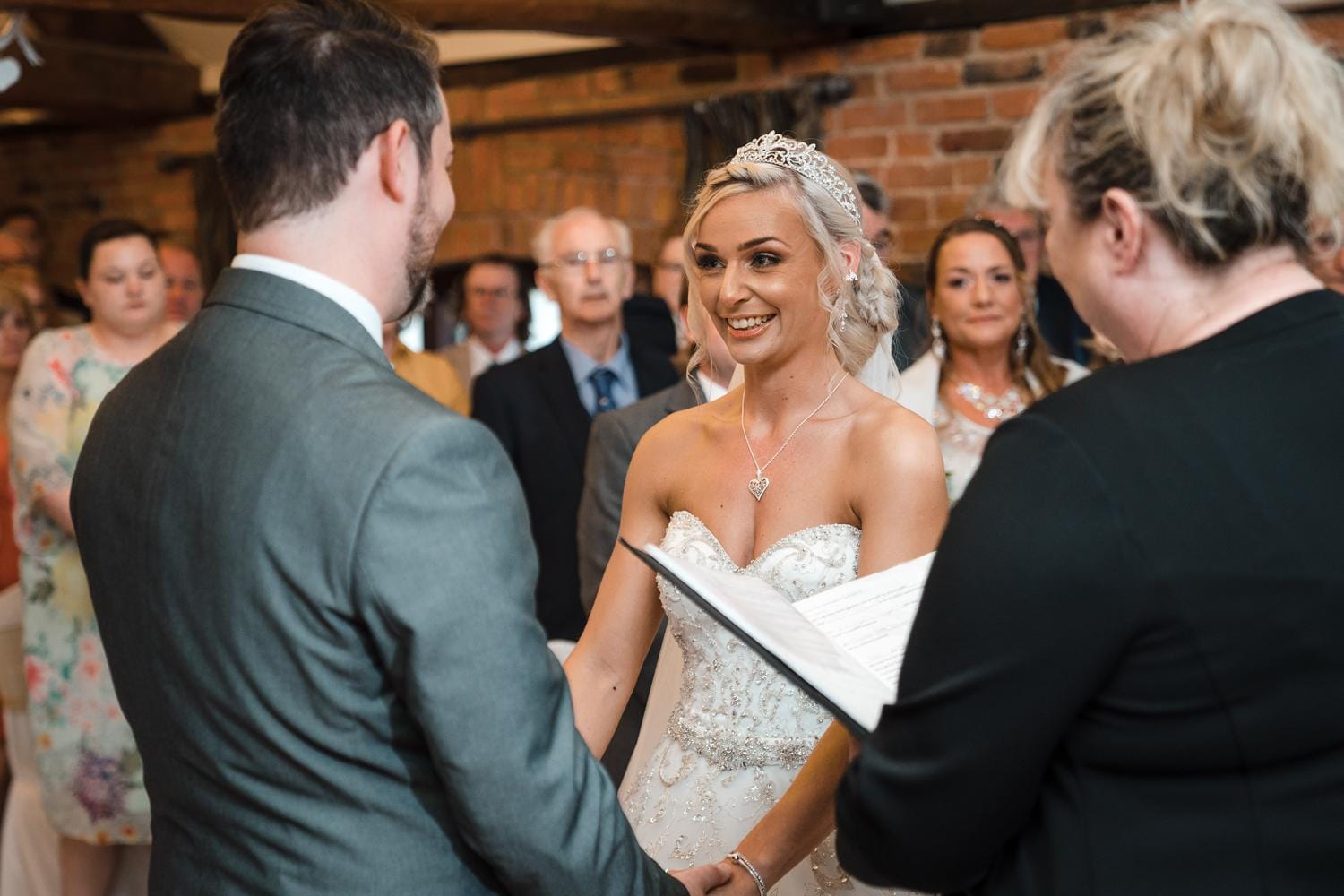 Bride & groom exchange vows at Swancar Farm