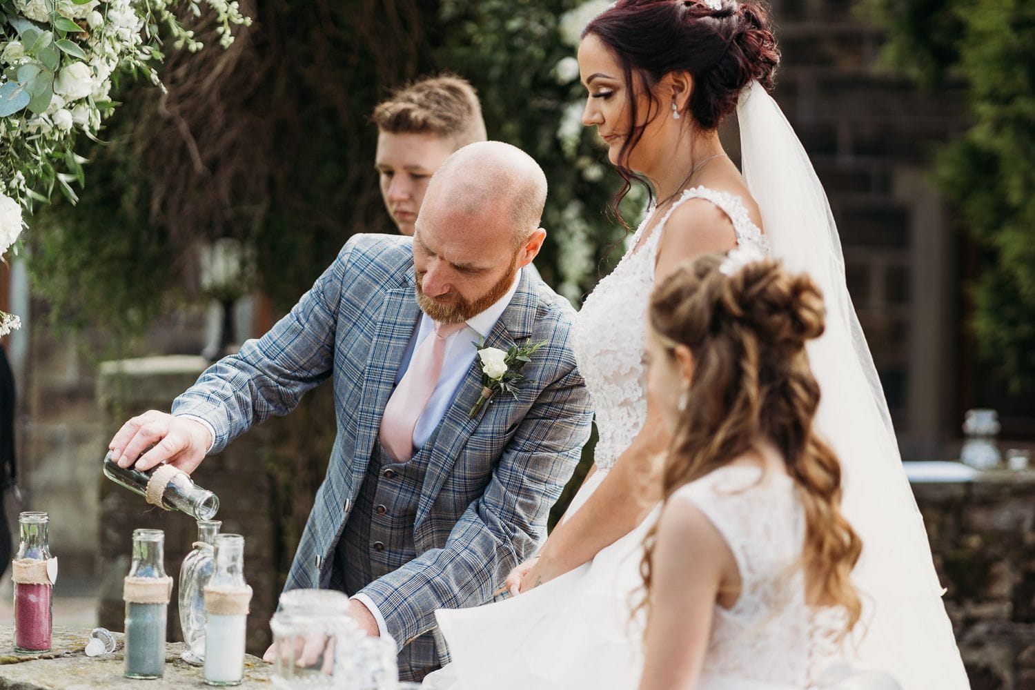 Sand ceremony at a humanist celebrant led wedding